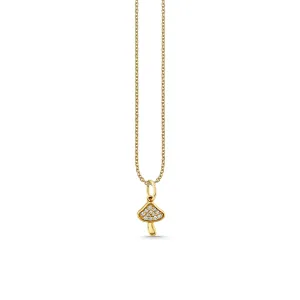 Gold & Diamond Mushroom Charm
