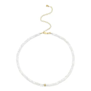 Gold & Diamond Rondelle Mother Of Pearl Heishi Choker