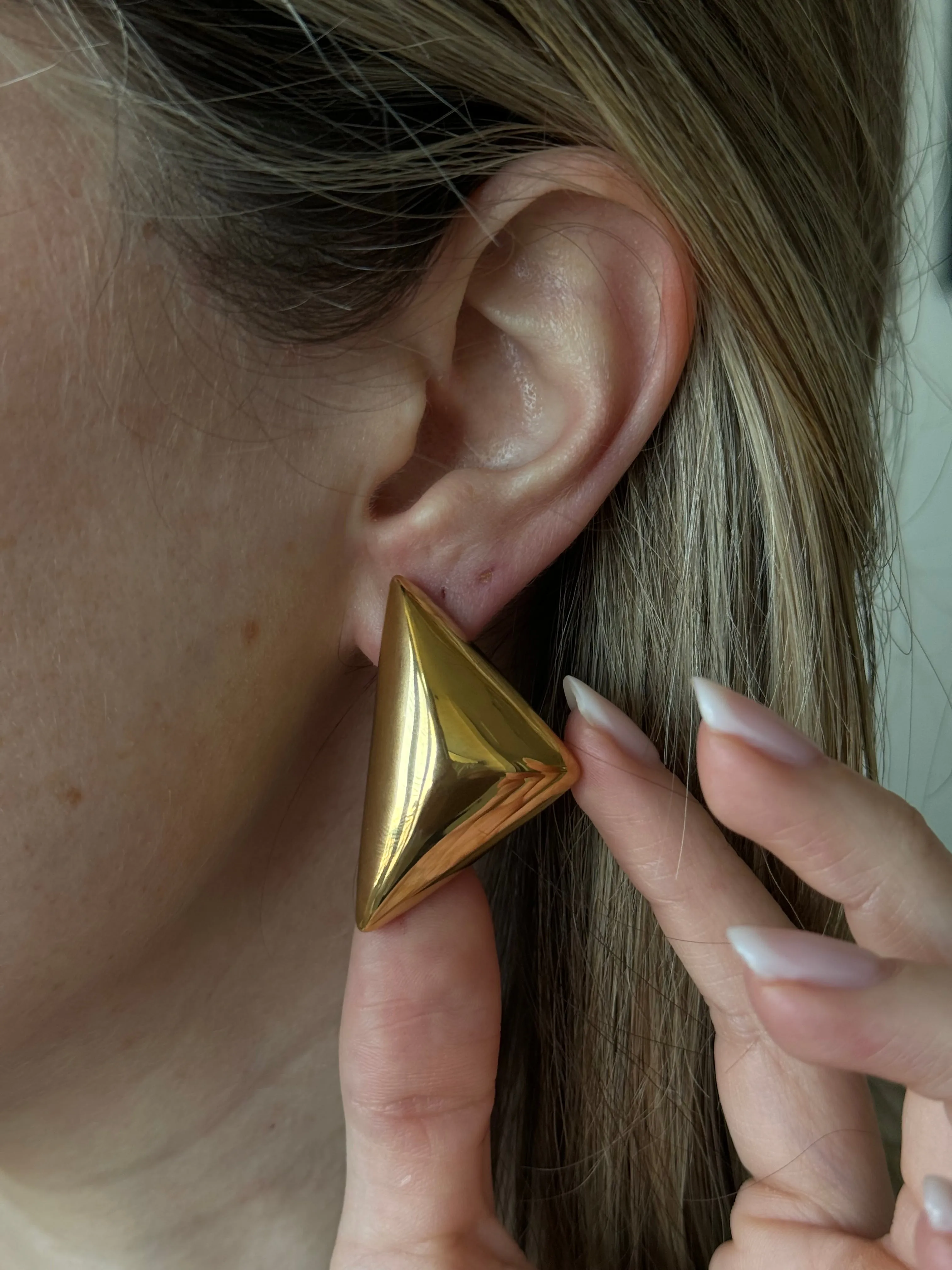 Gold Belen Chunky Triangle Earrings