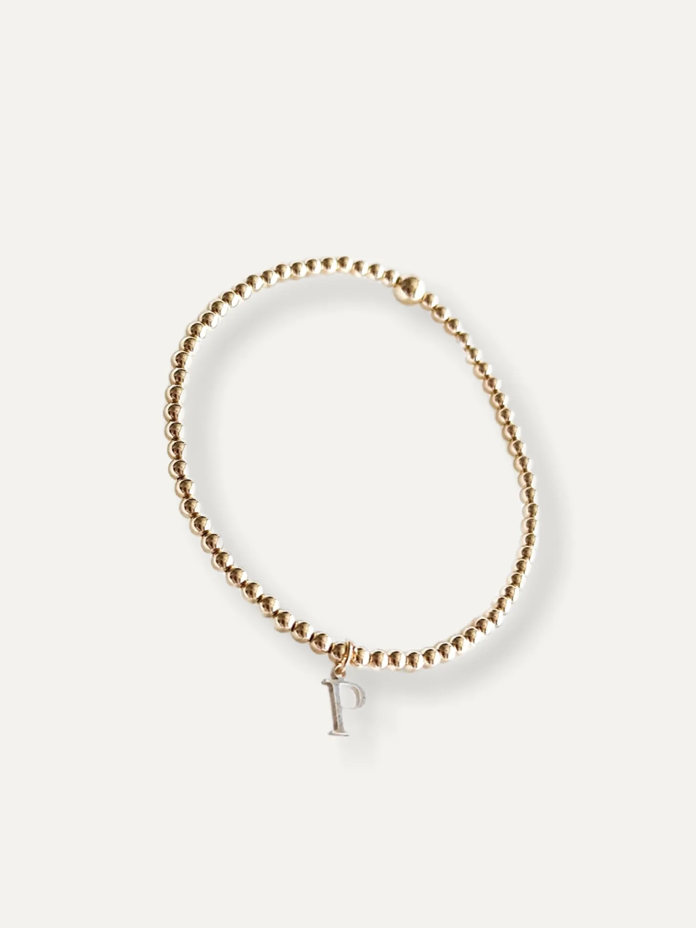 Gold Bobble Bracelet - Silver Initial