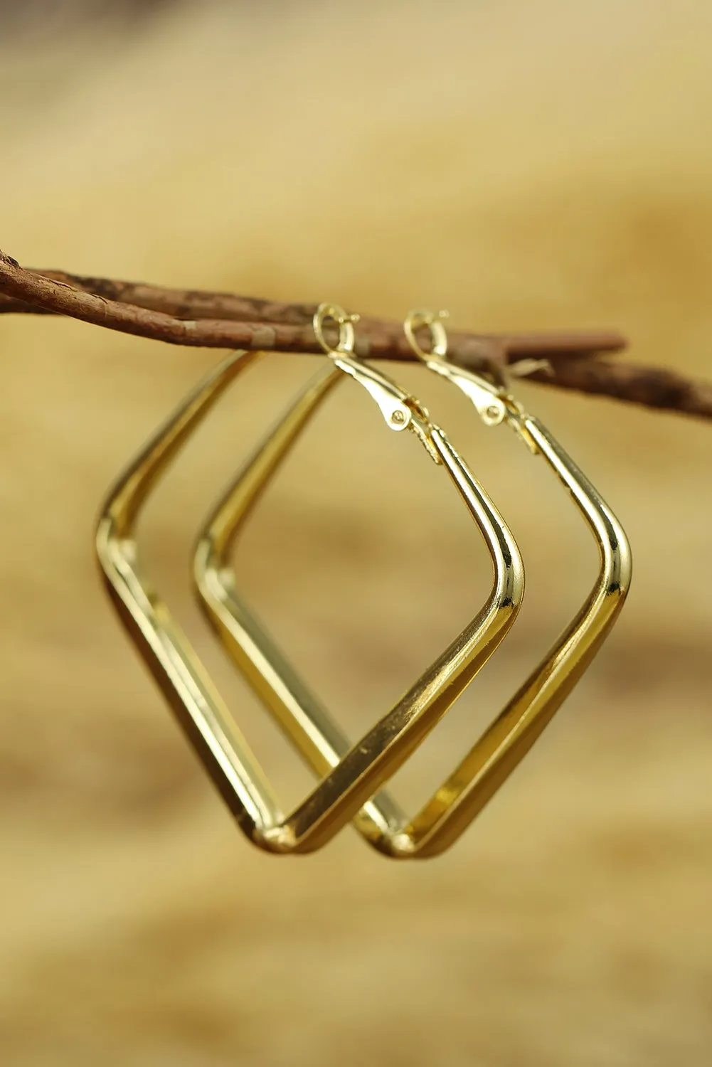Gold Chunky Square Hoop Earrings