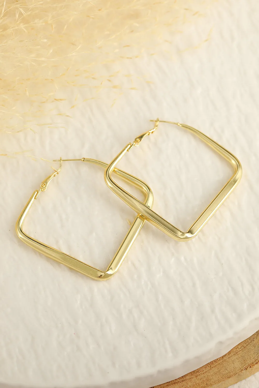 Gold Chunky Square Hoop Earrings