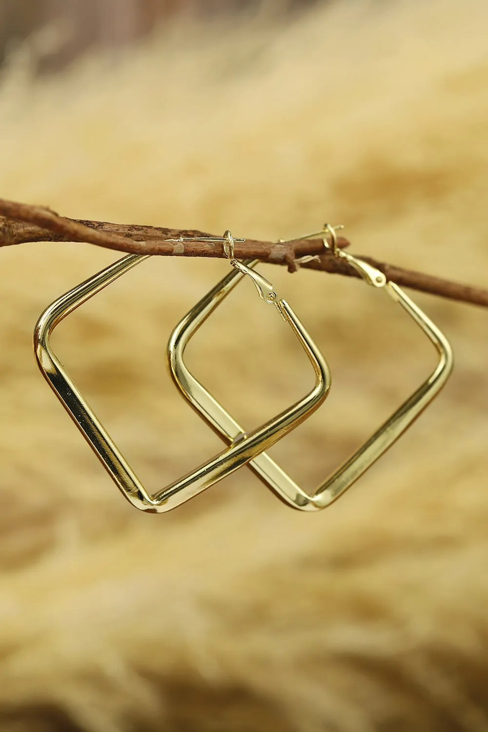 Gold Chunky Square Hoop Earrings