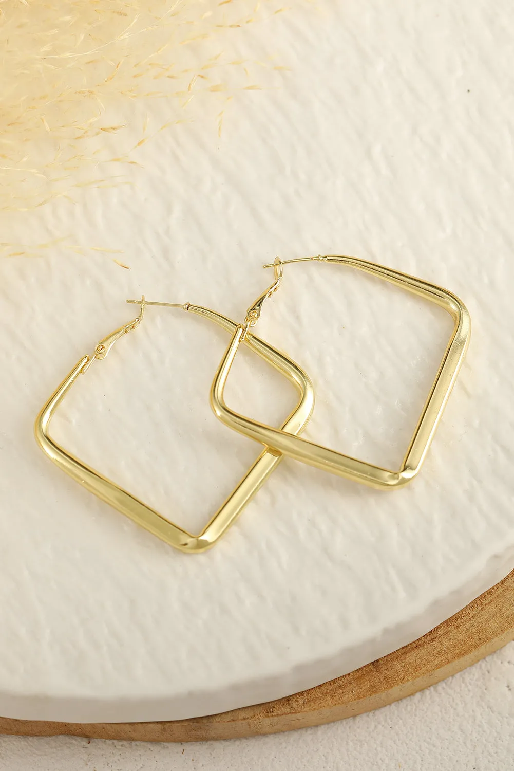 Gold Chunky Square Hoop Earrings