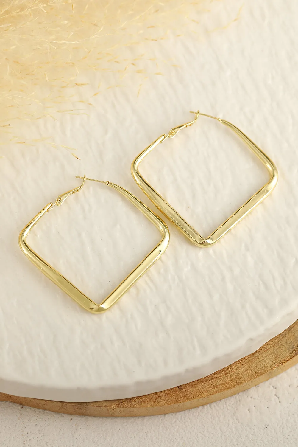 Gold Chunky Square Hoop Earrings
