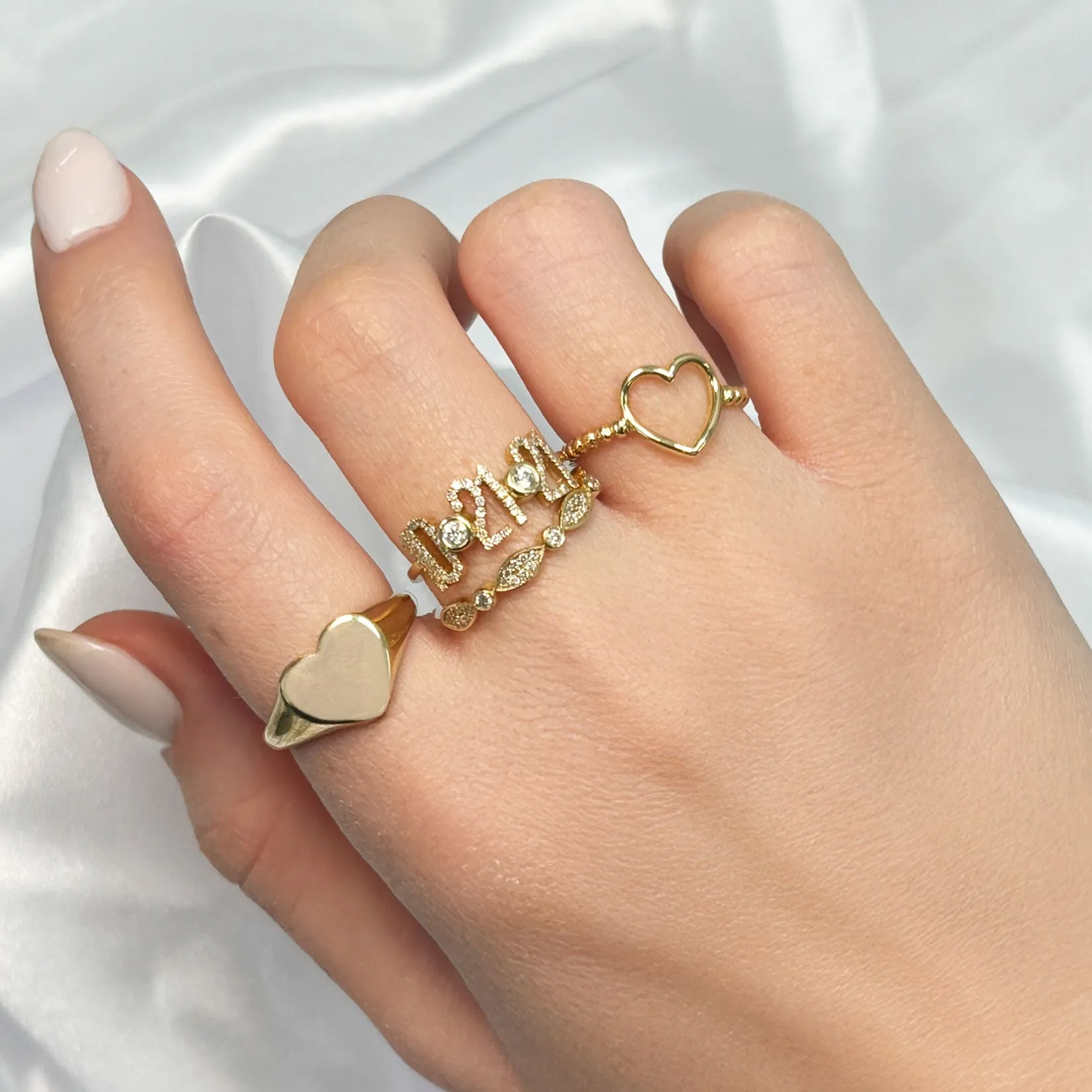 Gold Heart Signet Ring