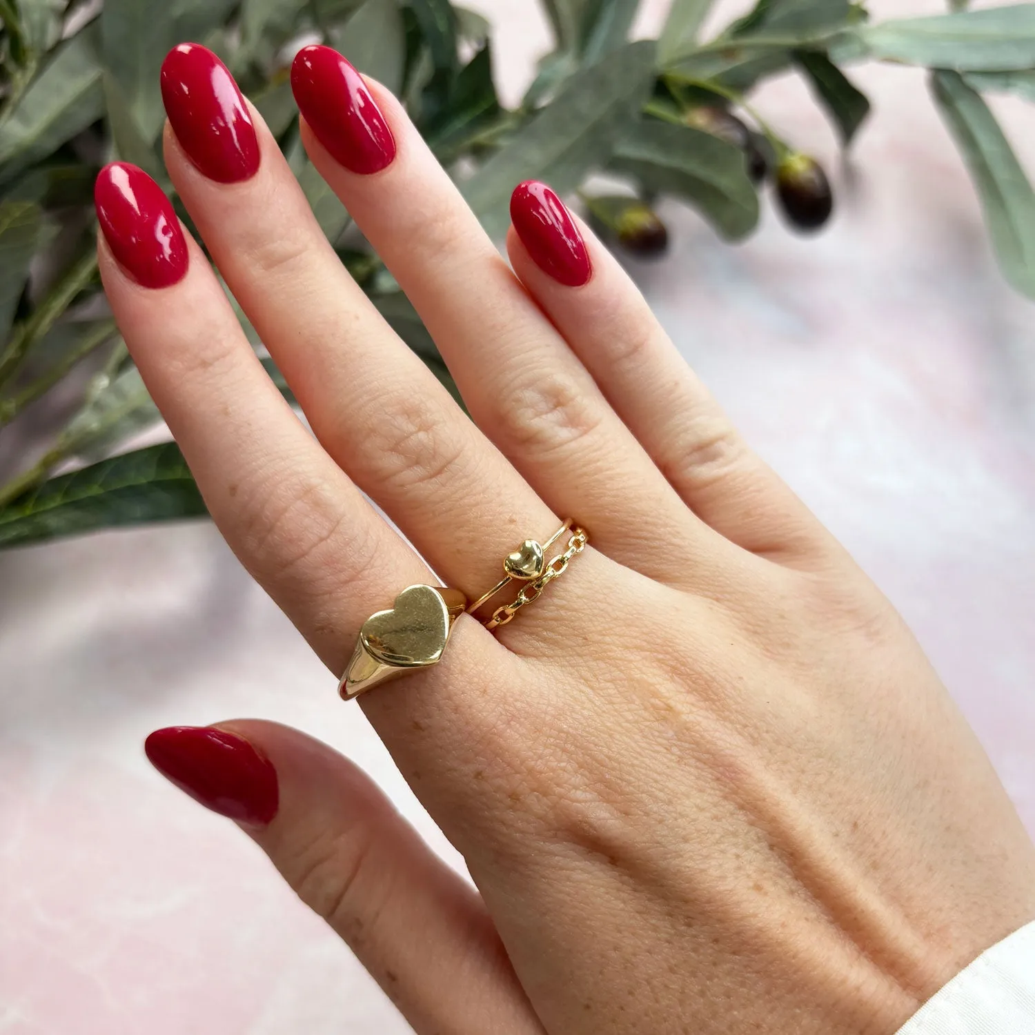 Gold Heart Signet Ring