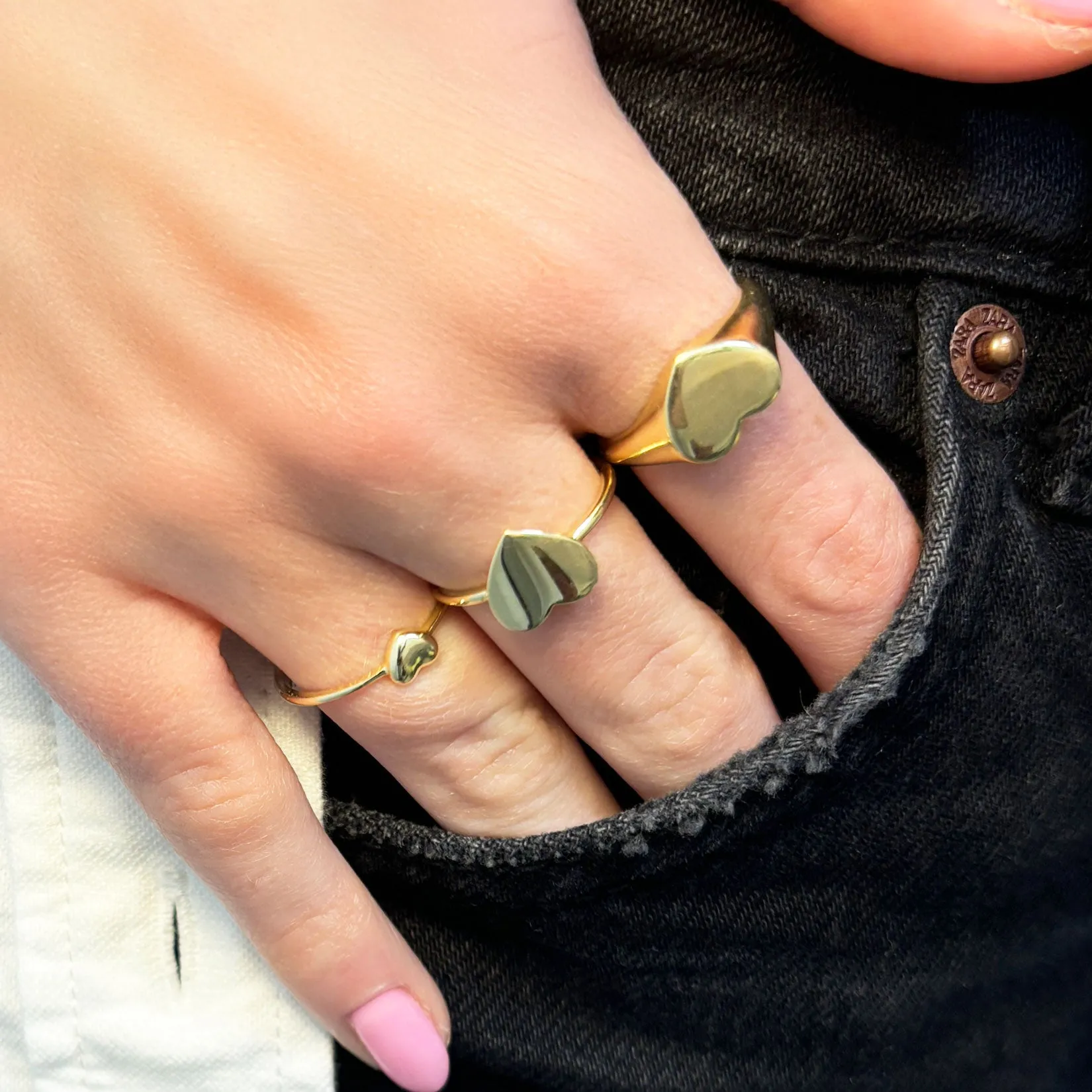 Gold Heart Signet Ring
