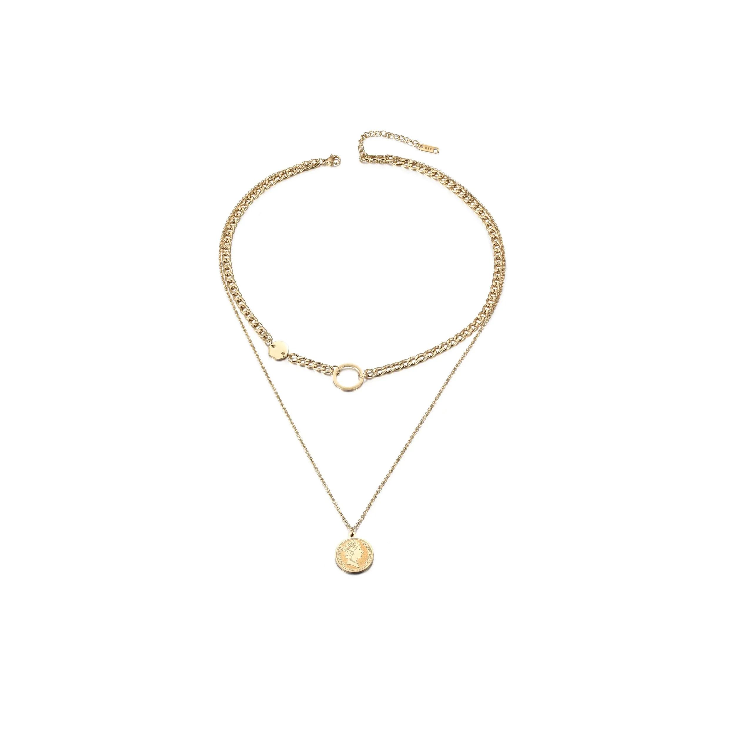 Gold Layered Coin Necklace - Hypoallergenic Women's Jewelry
