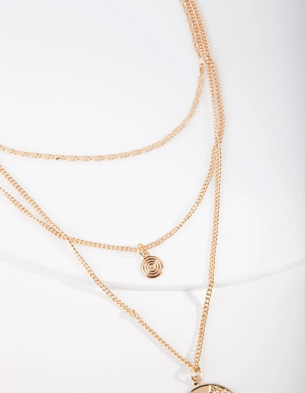 Gold Medallion Multi Layered Necklace
