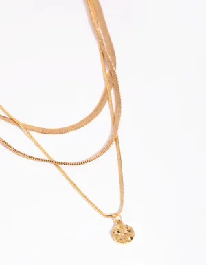 Gold Plated Snake Chain & Disc Necklace Pack