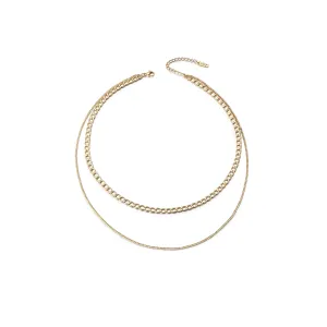 Gold Plated Stainless Steel Layered Necklace - Hypoallergenic & Non-Tarnishing