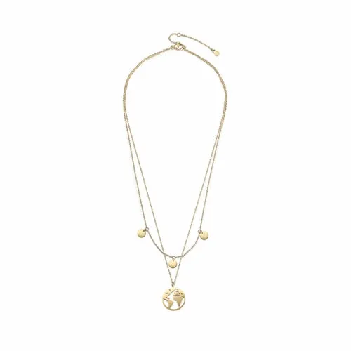 Gold Plated Stainless Steel World Map Necklace
