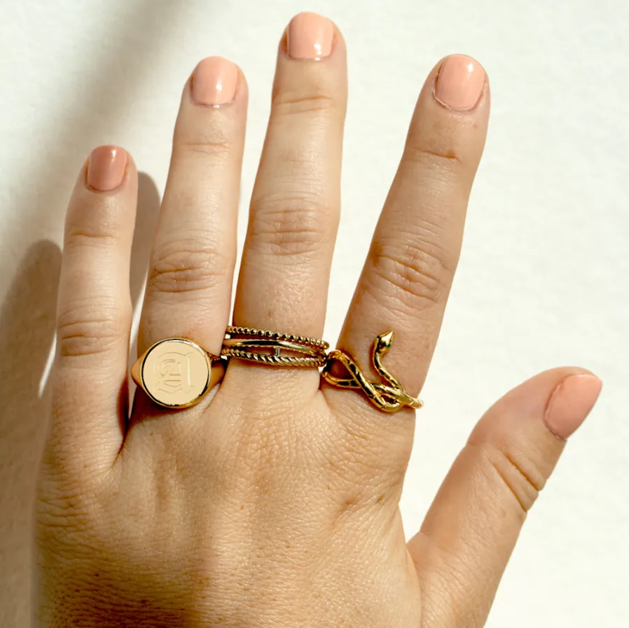 Gold Plated Sterling Silver Personalized Alphabet Signet Ring