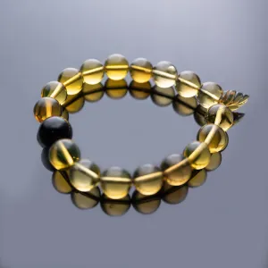 Green Amber Beaded Bracelet, 10mm-12mm Beads
