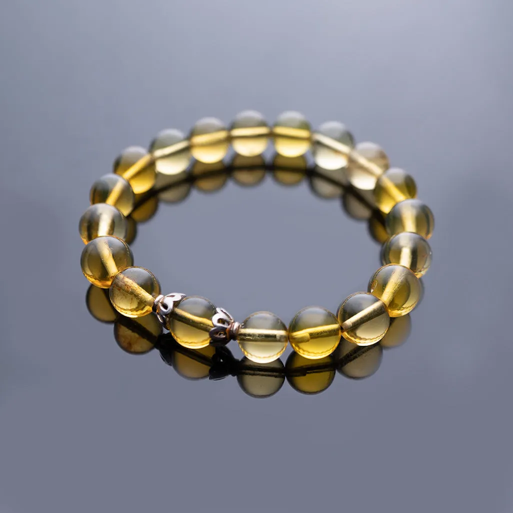 Green Amber Beaded Bracelet, 9mm Beads