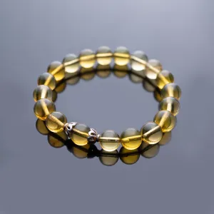 Green Amber Beaded Bracelet, 9mm Beads
