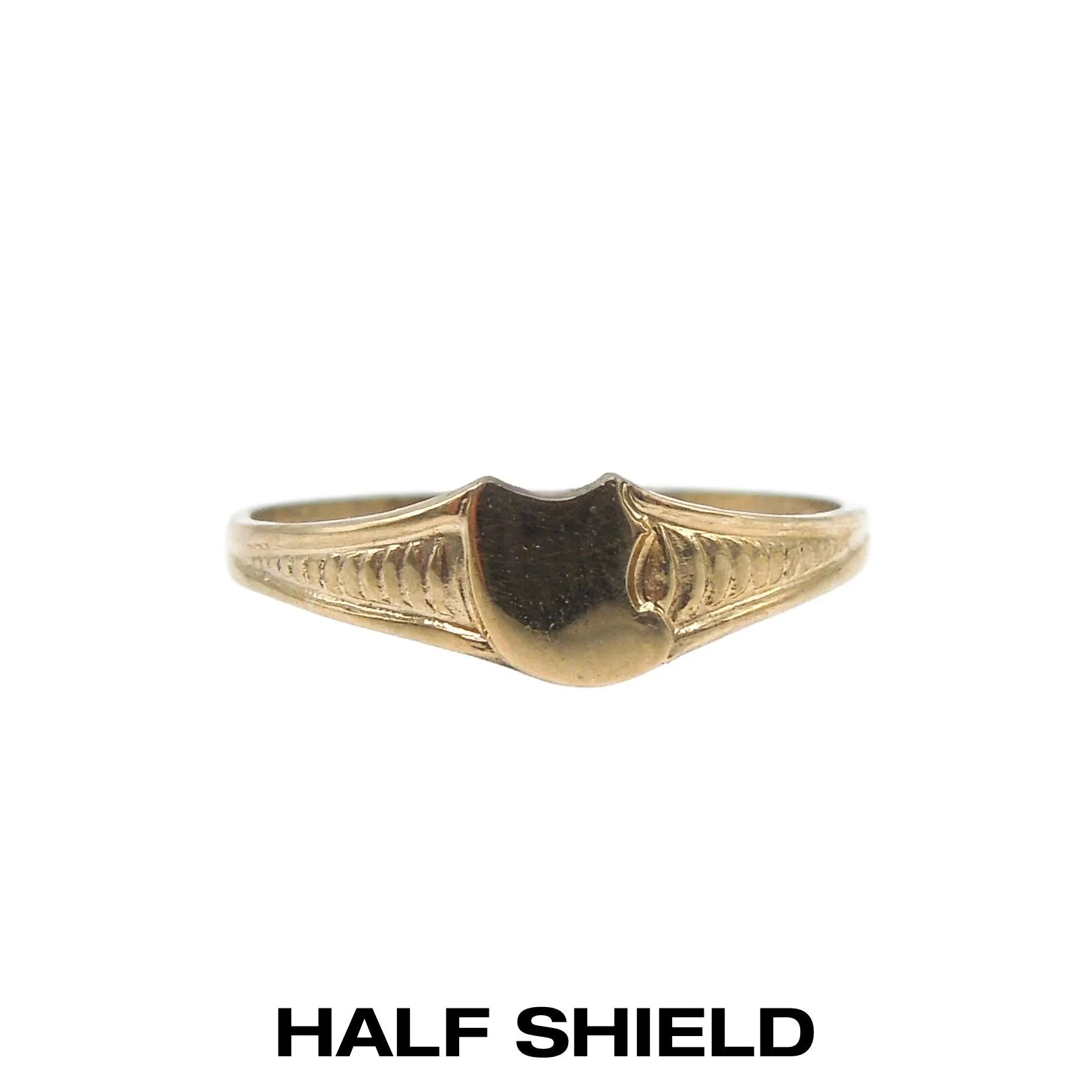 Group of 10K Yellow Gold Baby Rings - Half Round, Signet, Sapphire, Heart, Floral Motif