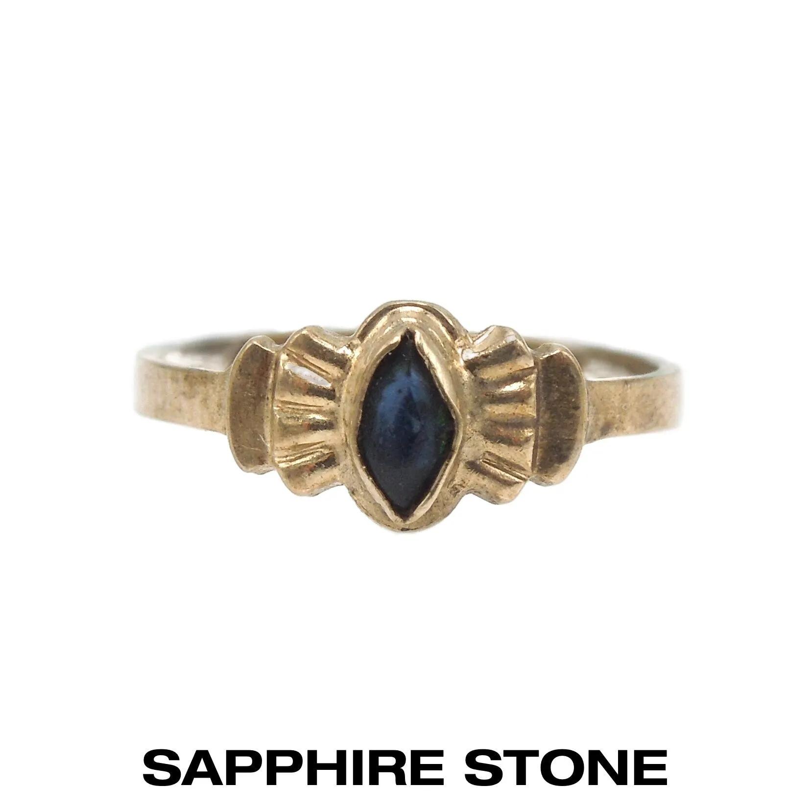 Group of 10K Yellow Gold Baby Rings - Half Round, Signet, Sapphire, Heart, Floral Motif