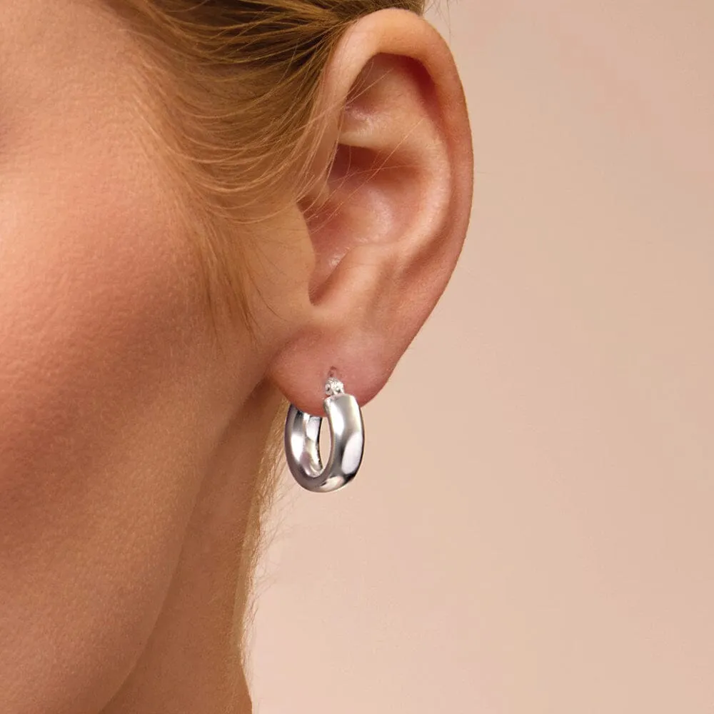 Half Round Hoop Earrings in Sterling Silver