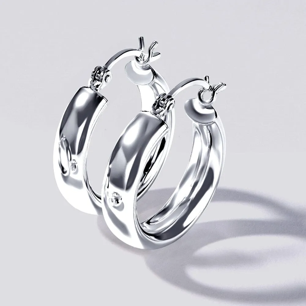 Half Round Hoop Earrings in Sterling Silver