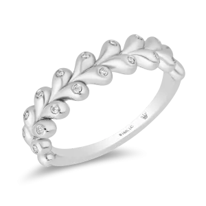 Hallmark Fine Jewelry String of Hearts Ring in Sterling Silver with 1/10 Cttw of Diamonds