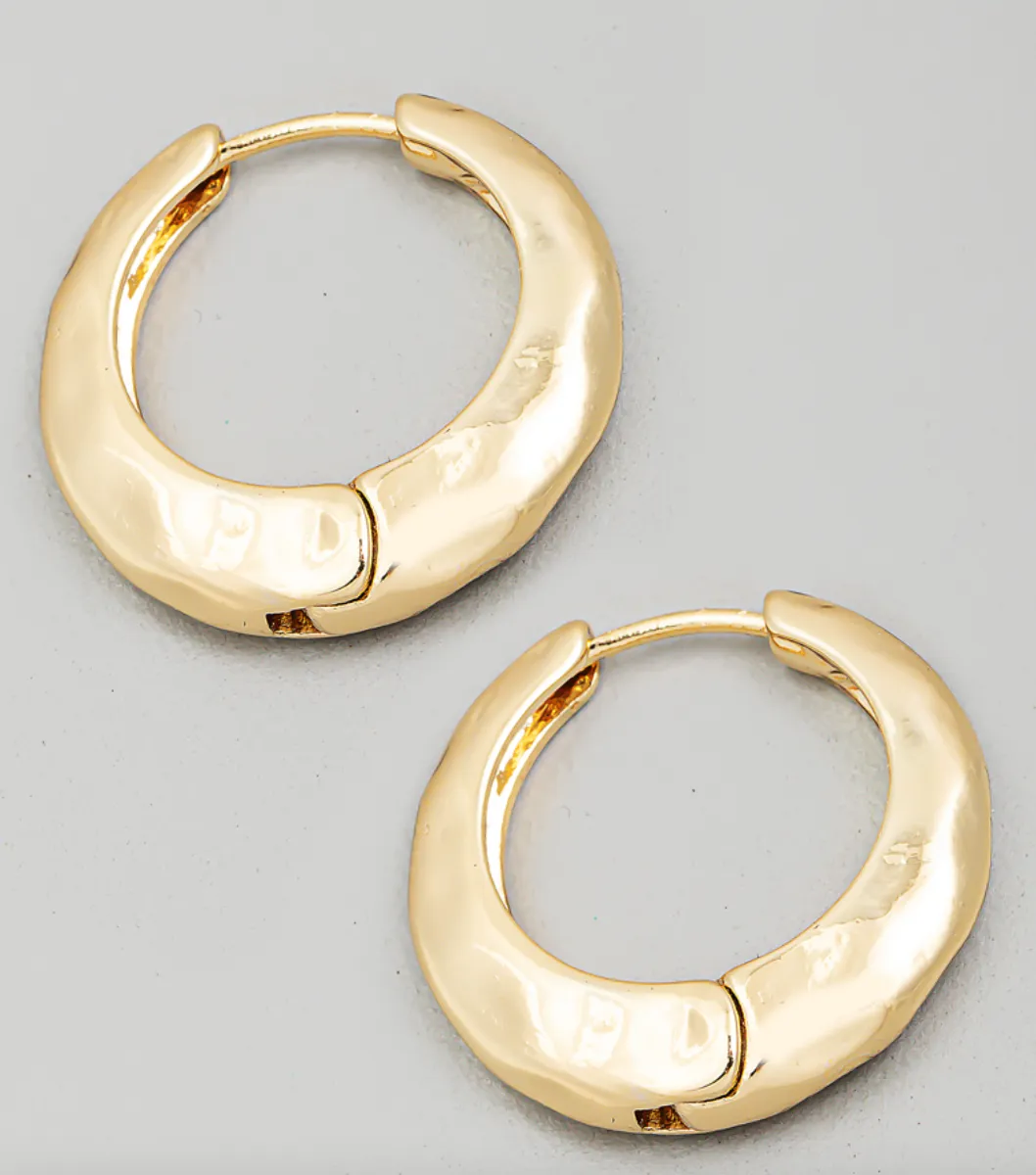 Hammered Hoop Huggie Earrings
