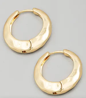 Hammered Hoop Huggie Earrings