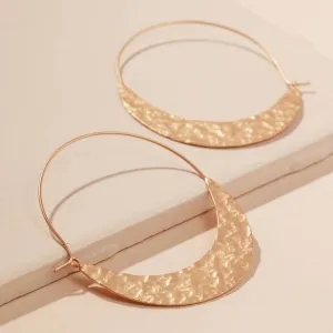 Hammered Wire Hoop Earrings Gold