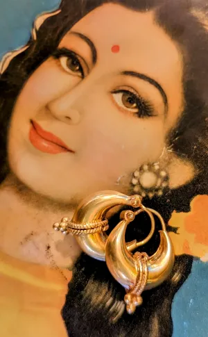 Handmade Fancy gold plated Rajasthani hoop earrings