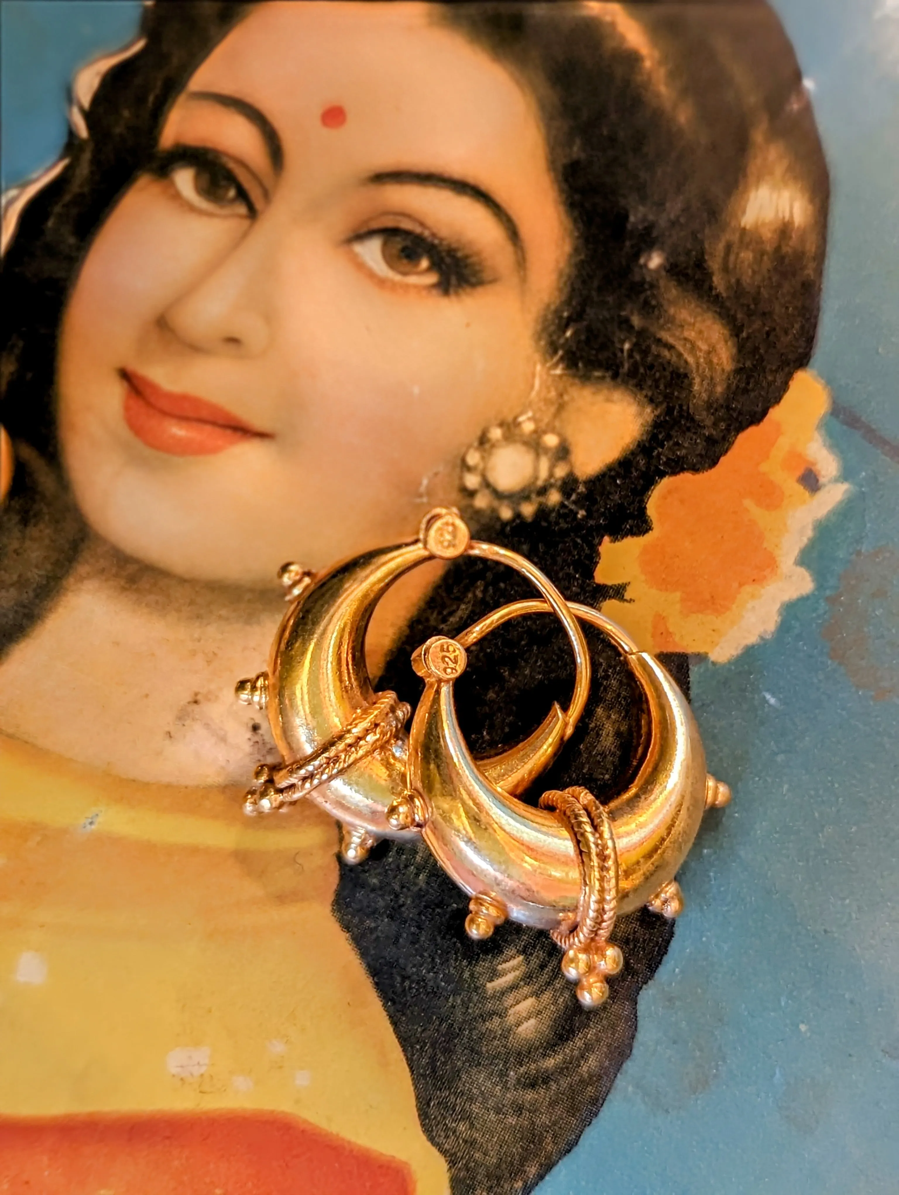Handmade Fancy gold plated Rajasthani hoop earrings