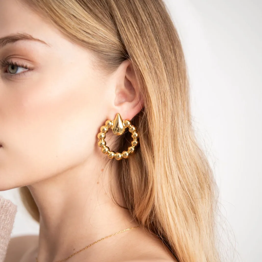 Helen Drop Beads Gold Earrings
