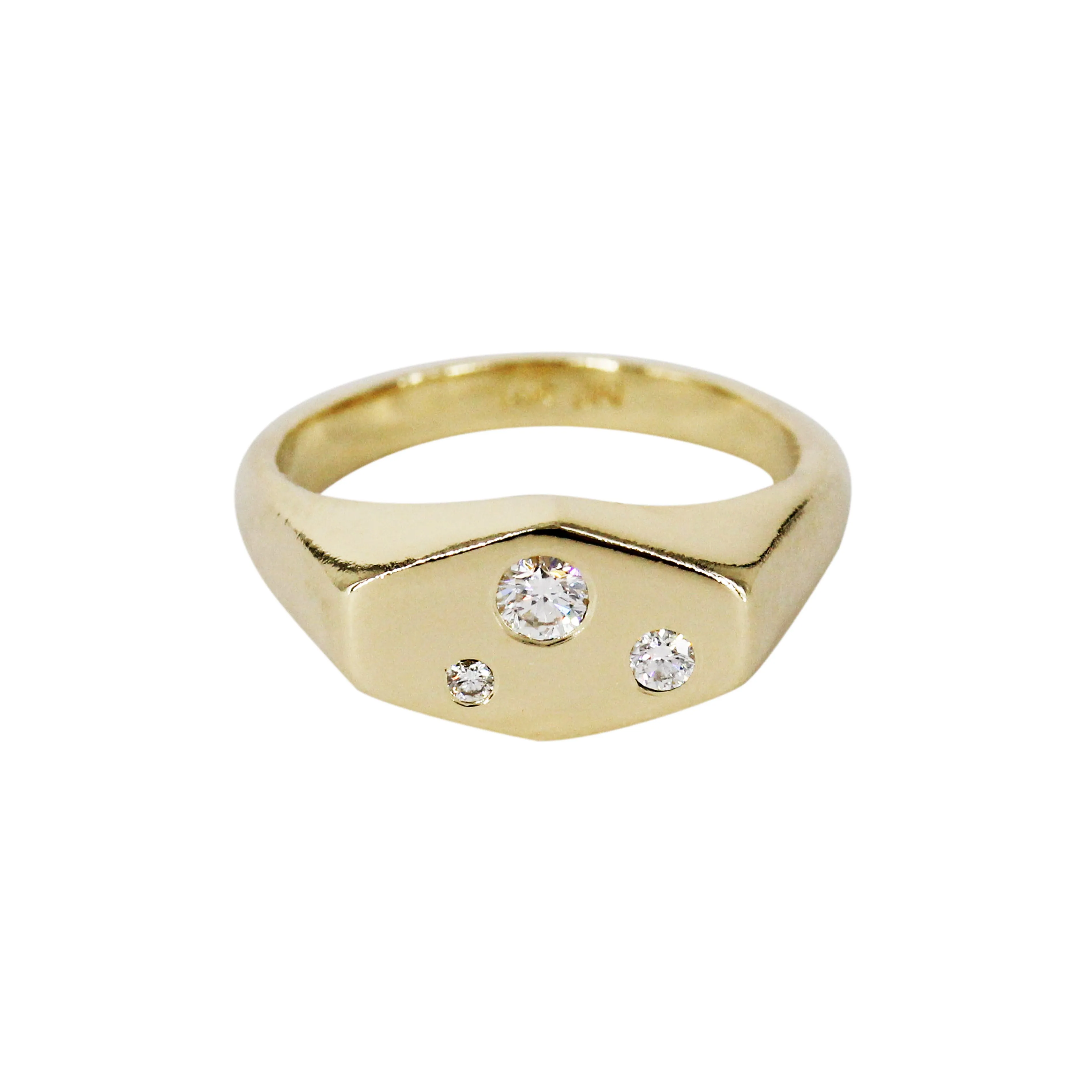 Hex Signet Ring with Diamonds
