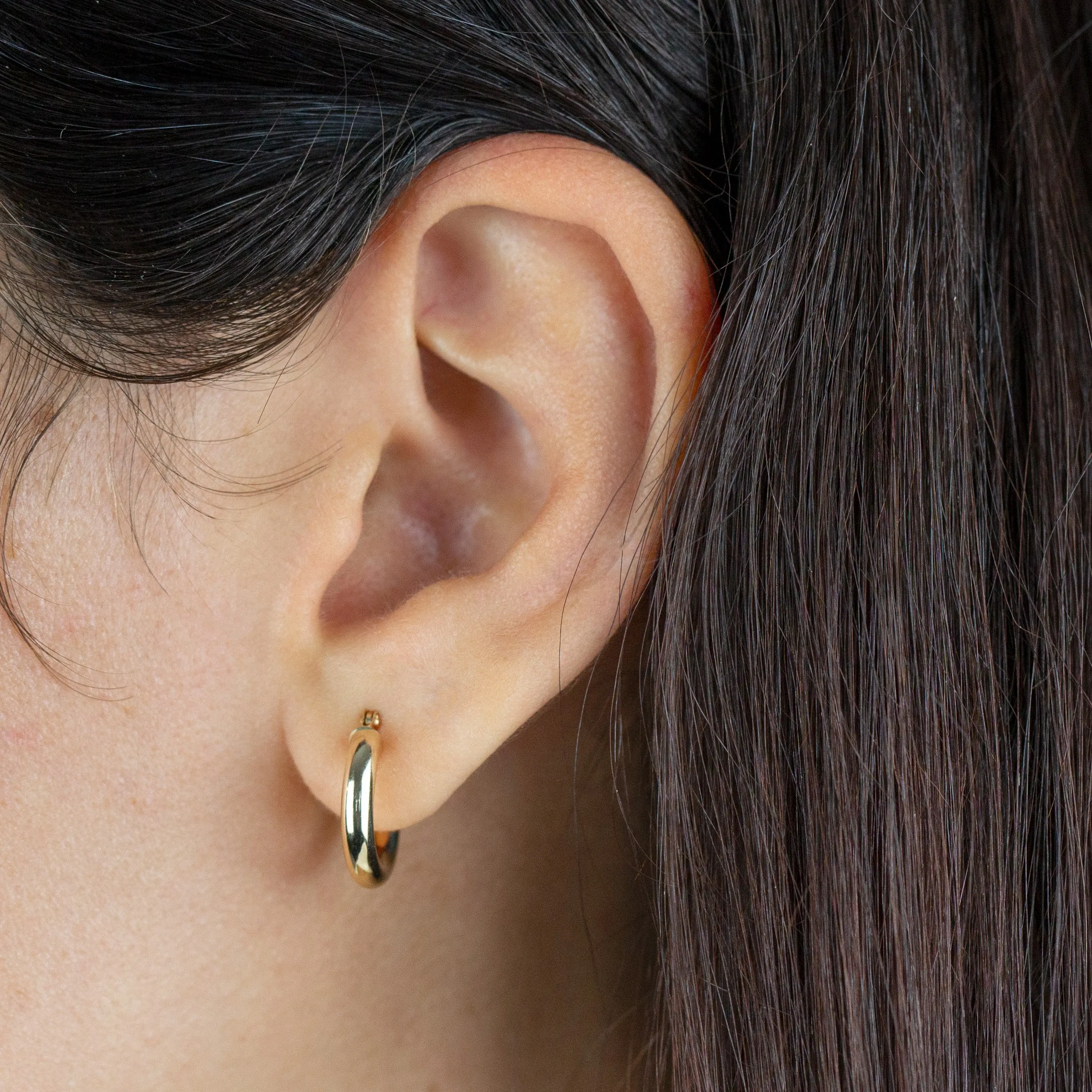 Hollow Hoop Earring 14K