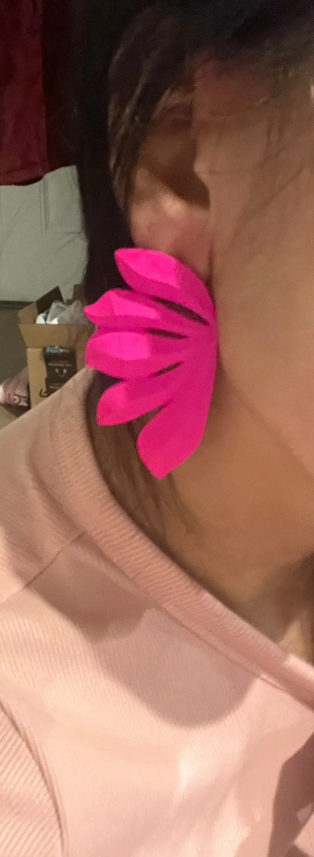 Hot pink stud earrings , big  statement large hot pink stud earrings , fuchsia flower earrings , neon pink studs , chunky bright pink flower
