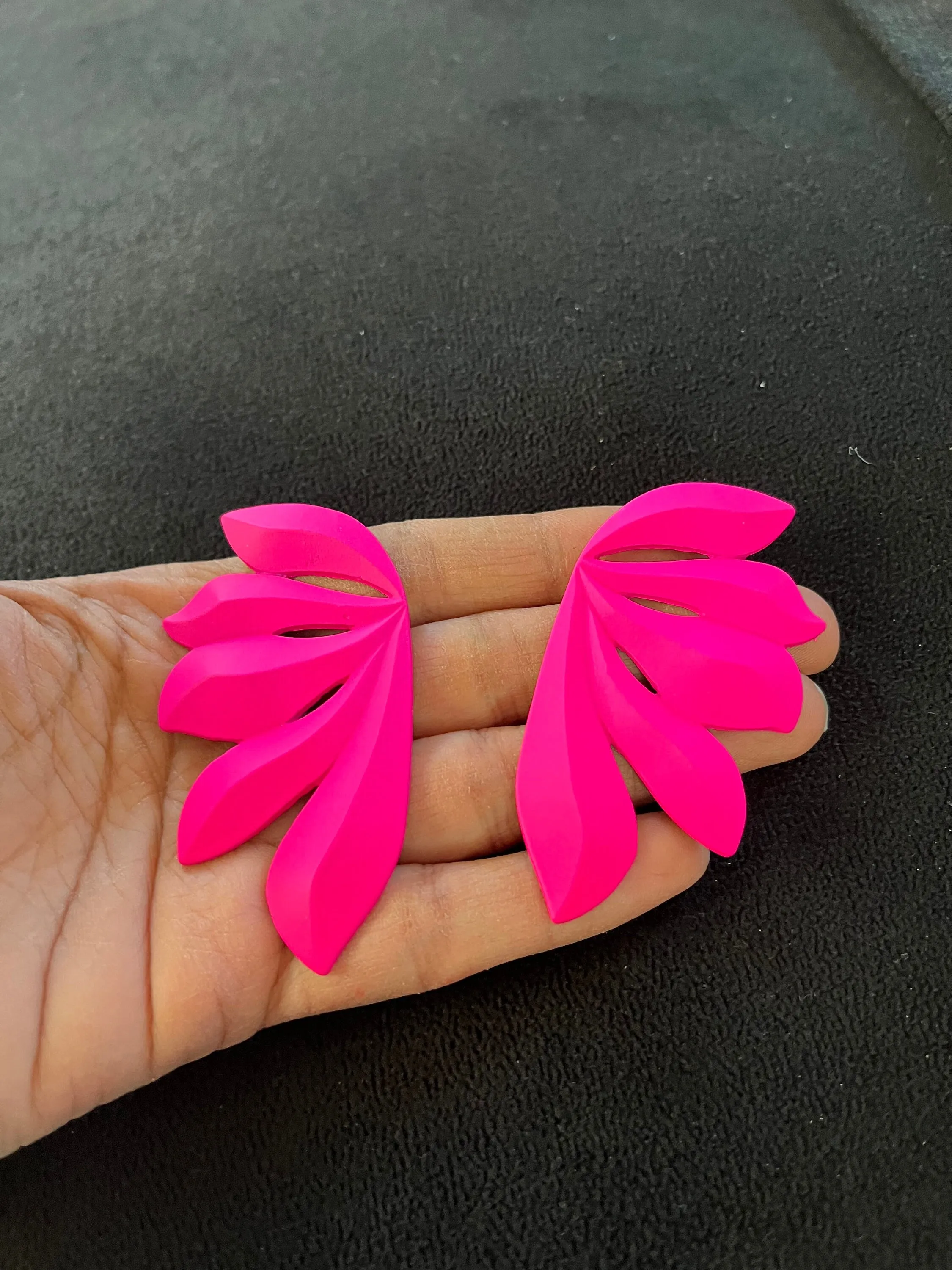 Hot pink stud earrings , big  statement large hot pink stud earrings , fuchsia flower earrings , neon pink studs , chunky bright pink flower