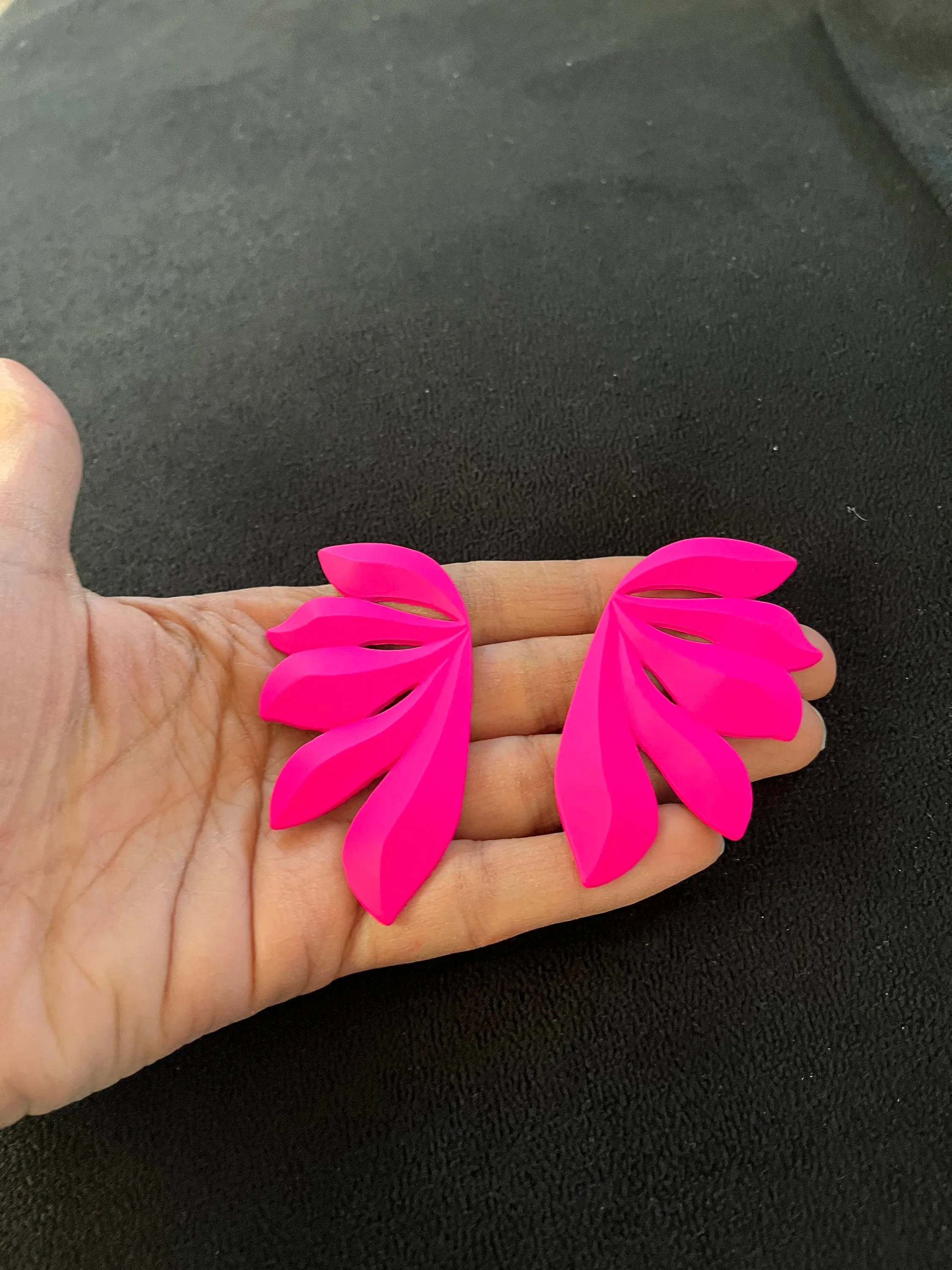 Hot pink stud earrings , big  statement large hot pink stud earrings , fuchsia flower earrings , neon pink studs , chunky bright pink flower
