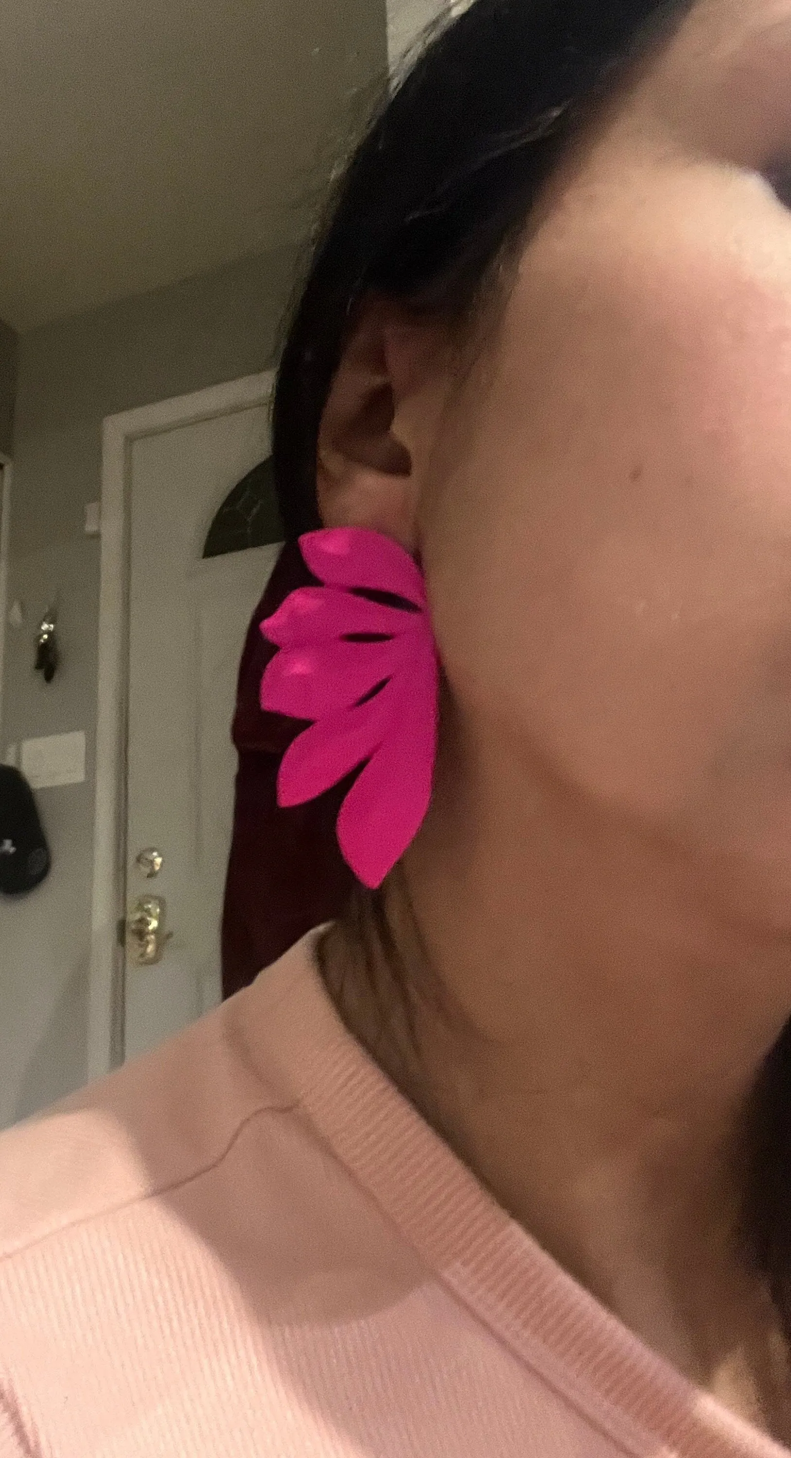 Hot pink stud earrings , big  statement large hot pink stud earrings , fuchsia flower earrings , neon pink studs , chunky bright pink flower