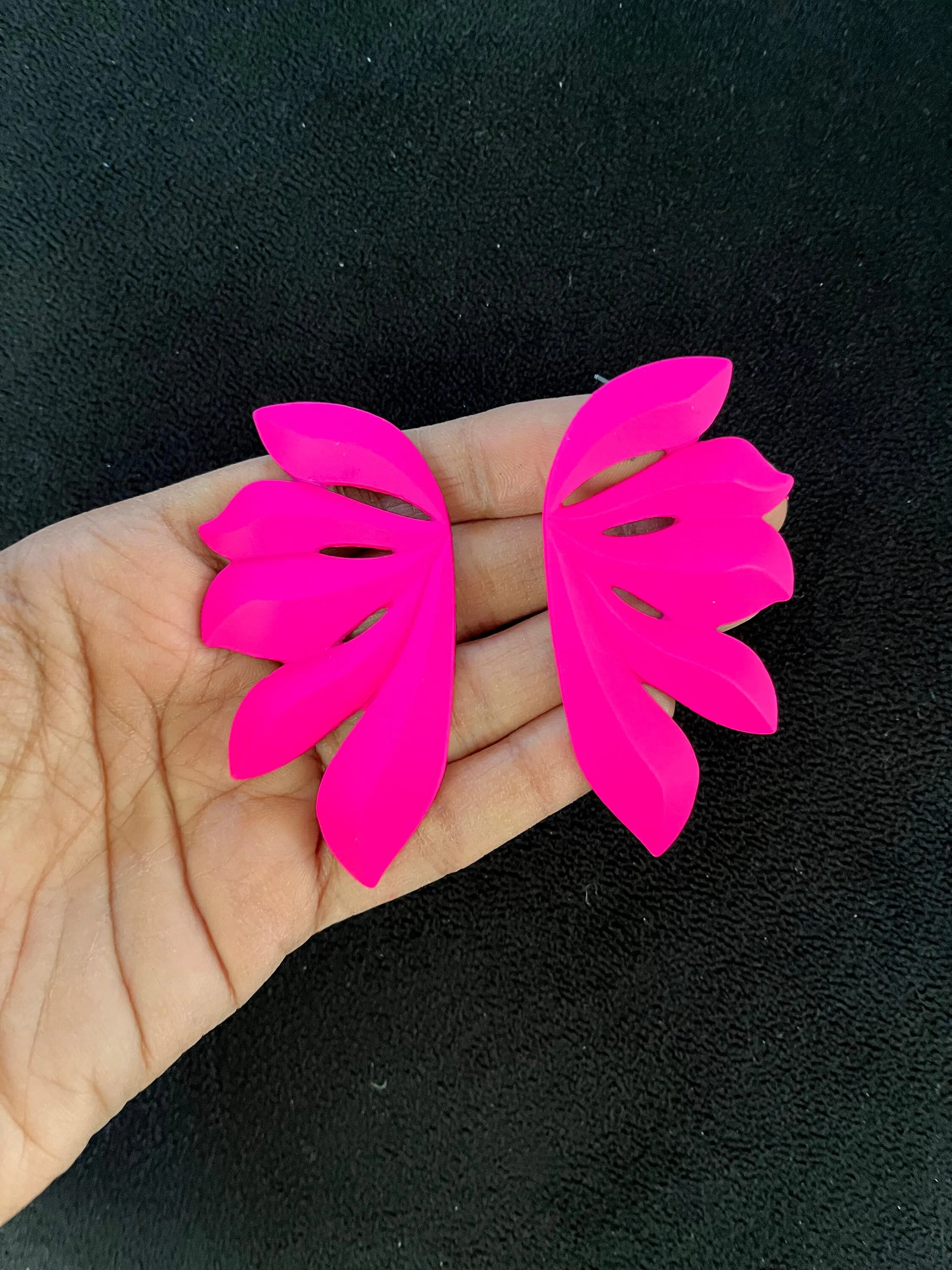 Hot pink stud earrings , big  statement large hot pink stud earrings , fuchsia flower earrings , neon pink studs , chunky bright pink flower