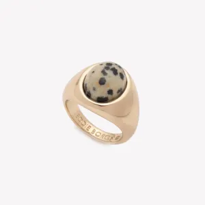 INLAID CABOCHON SIGNET RING - DALMATIAN JASPER