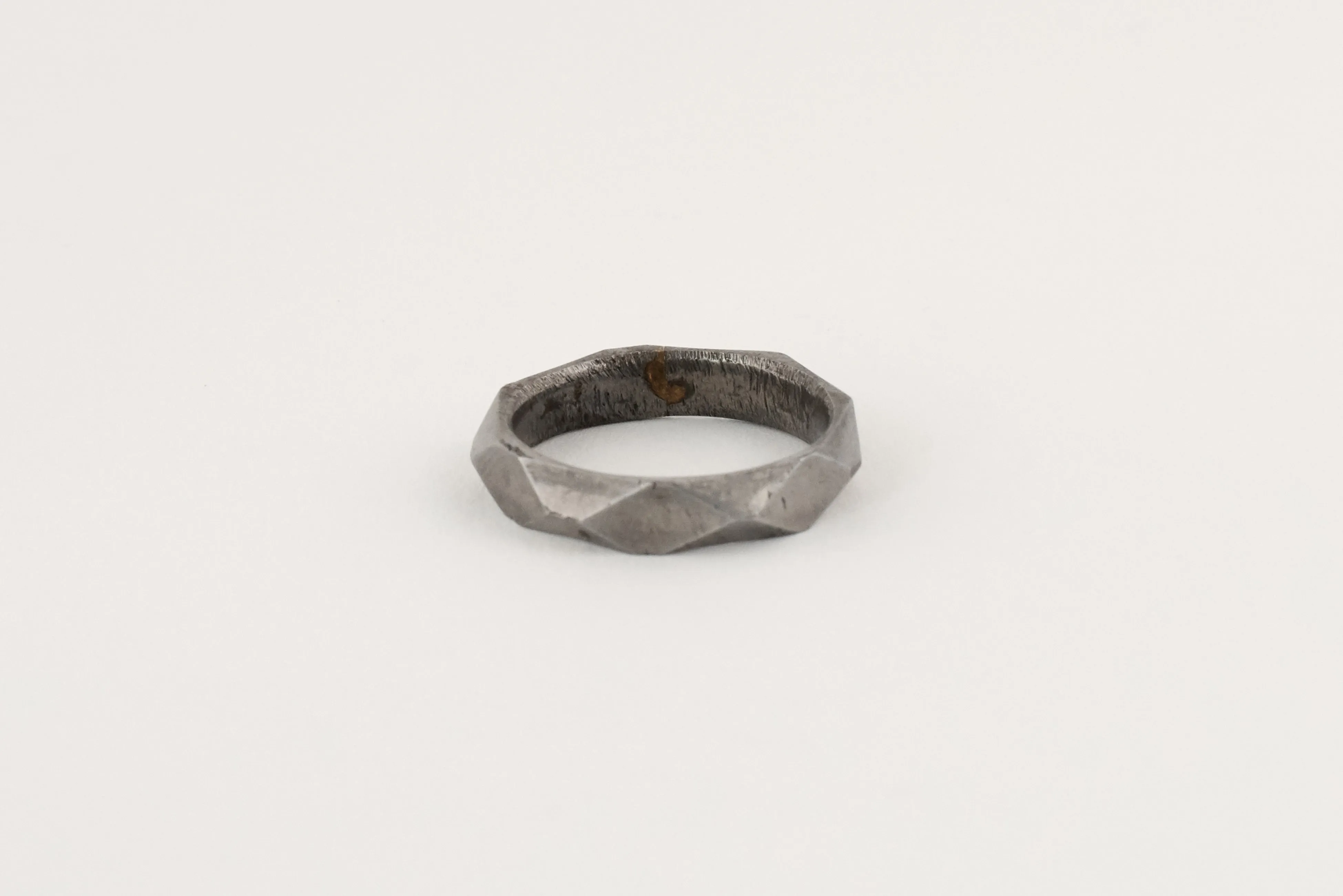 Iron and Gold Faceted Ring