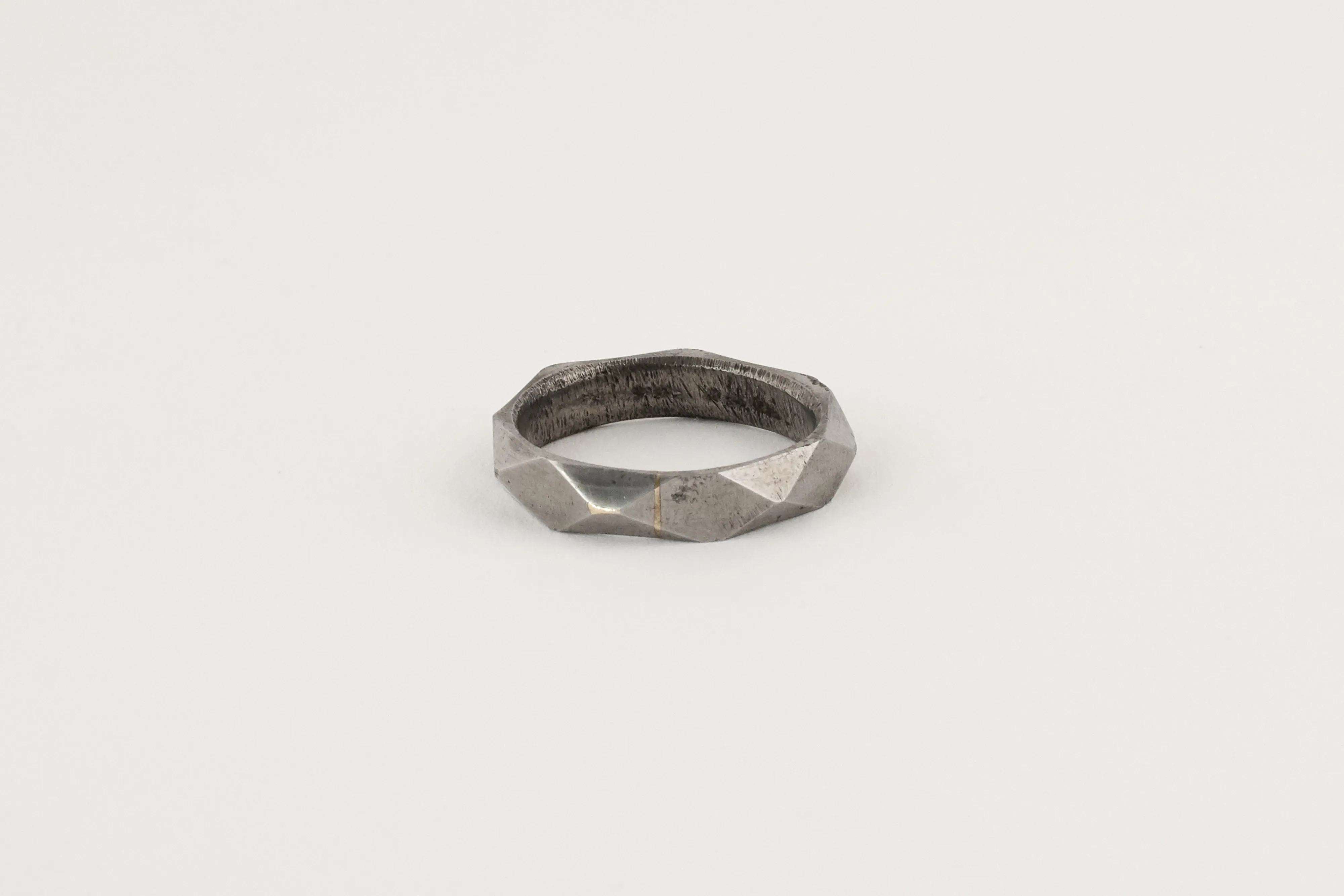 Iron and Gold Faceted Ring