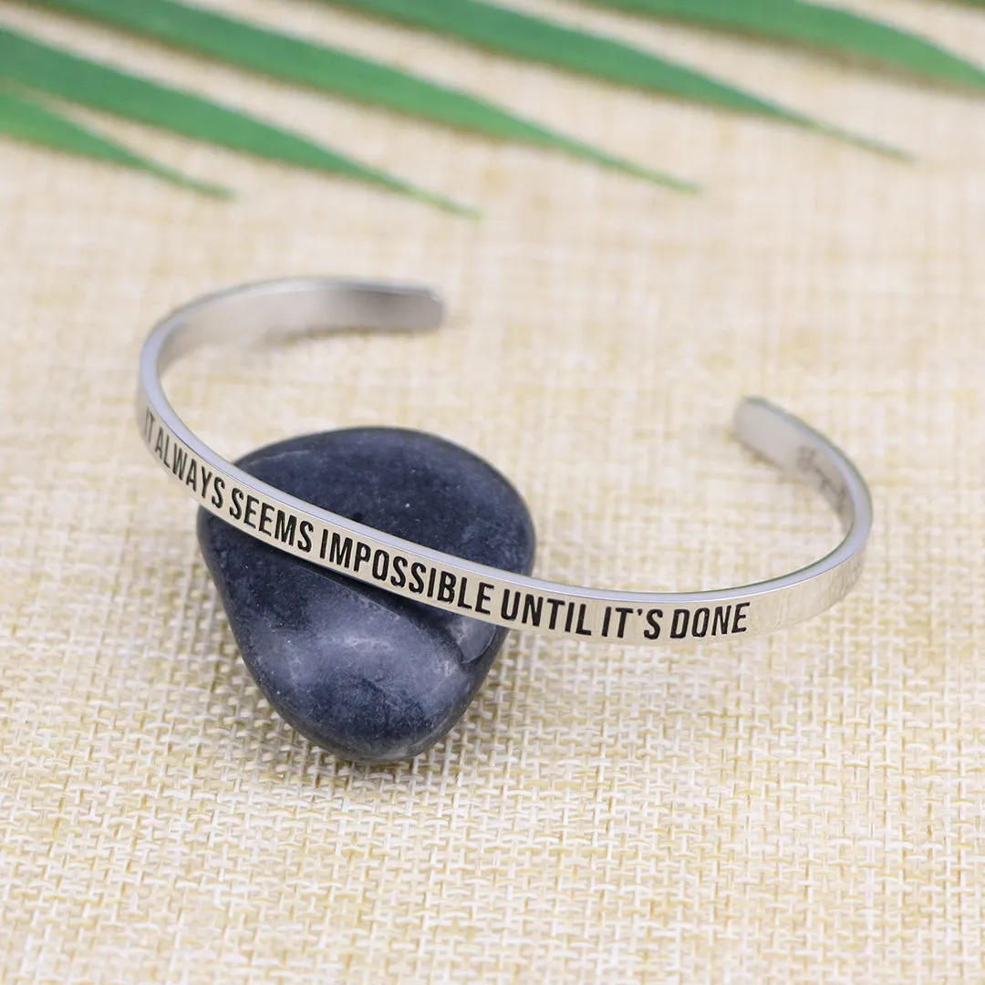 It Always Seems Impossible Until Its Done Mantra Bracelet Friend Encouragement Gift