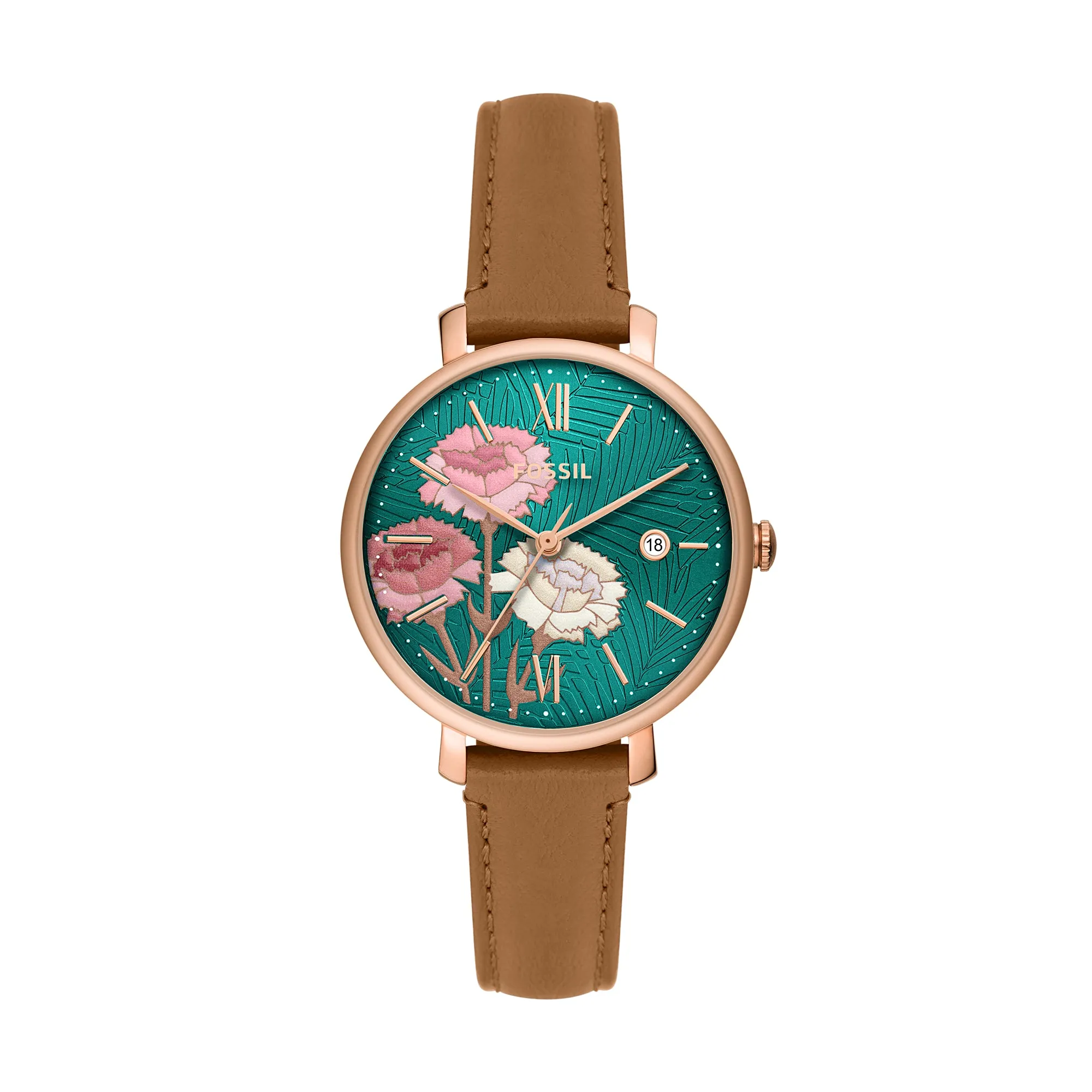 Jacqueline Three-Hand Date Medium Brown LiteHide™ Watch