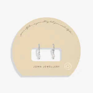 Joma Soul Shine Pave Pearl Silver Hoop Earrings