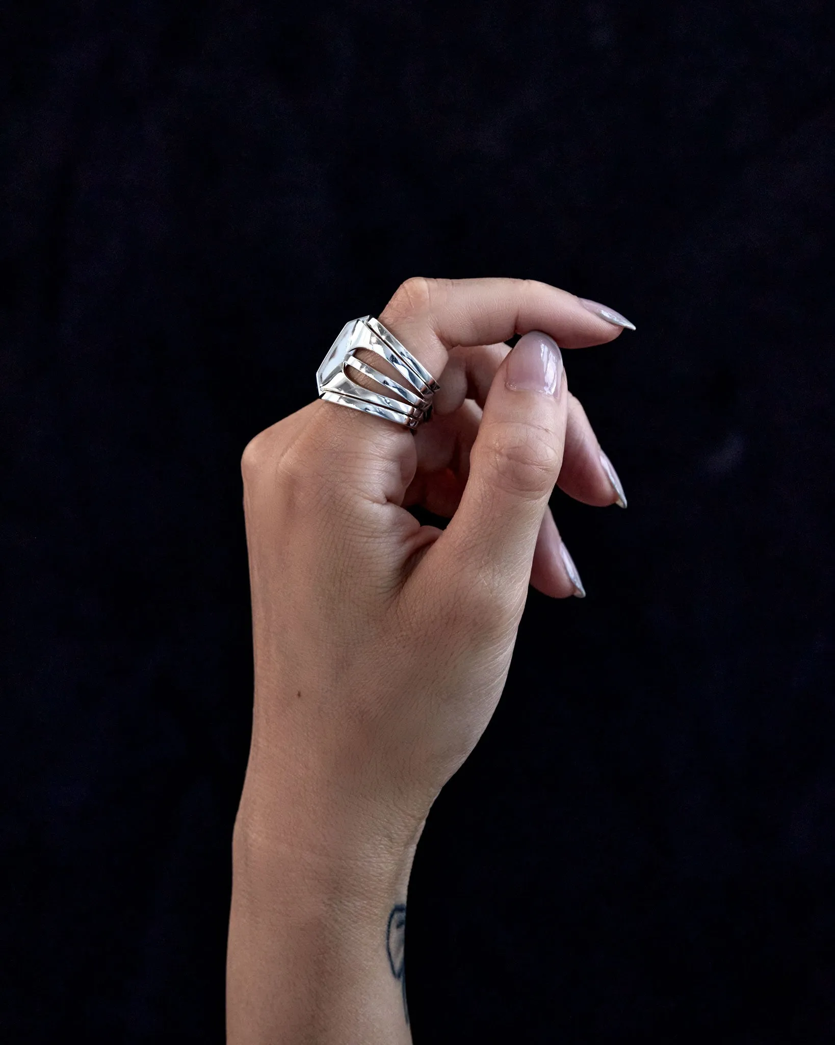 Kaleidoscope Ring Set Sterling Silver 25MM