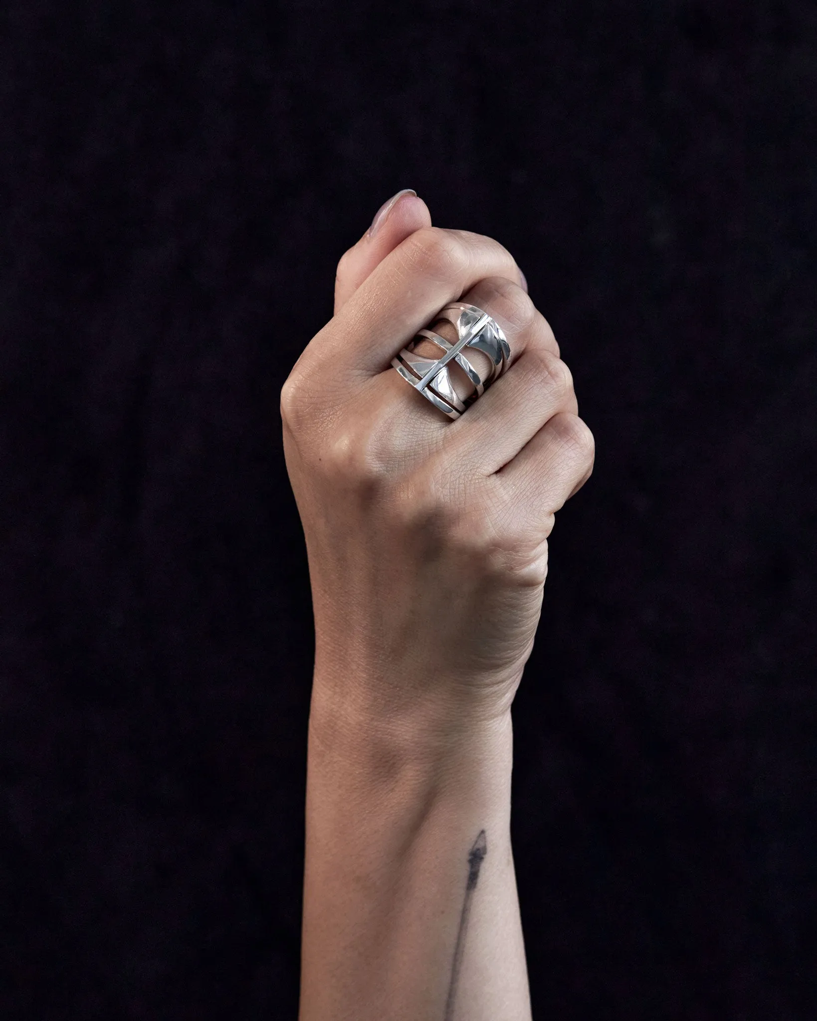 Kaleidoscope Ring Set Sterling Silver 25MM