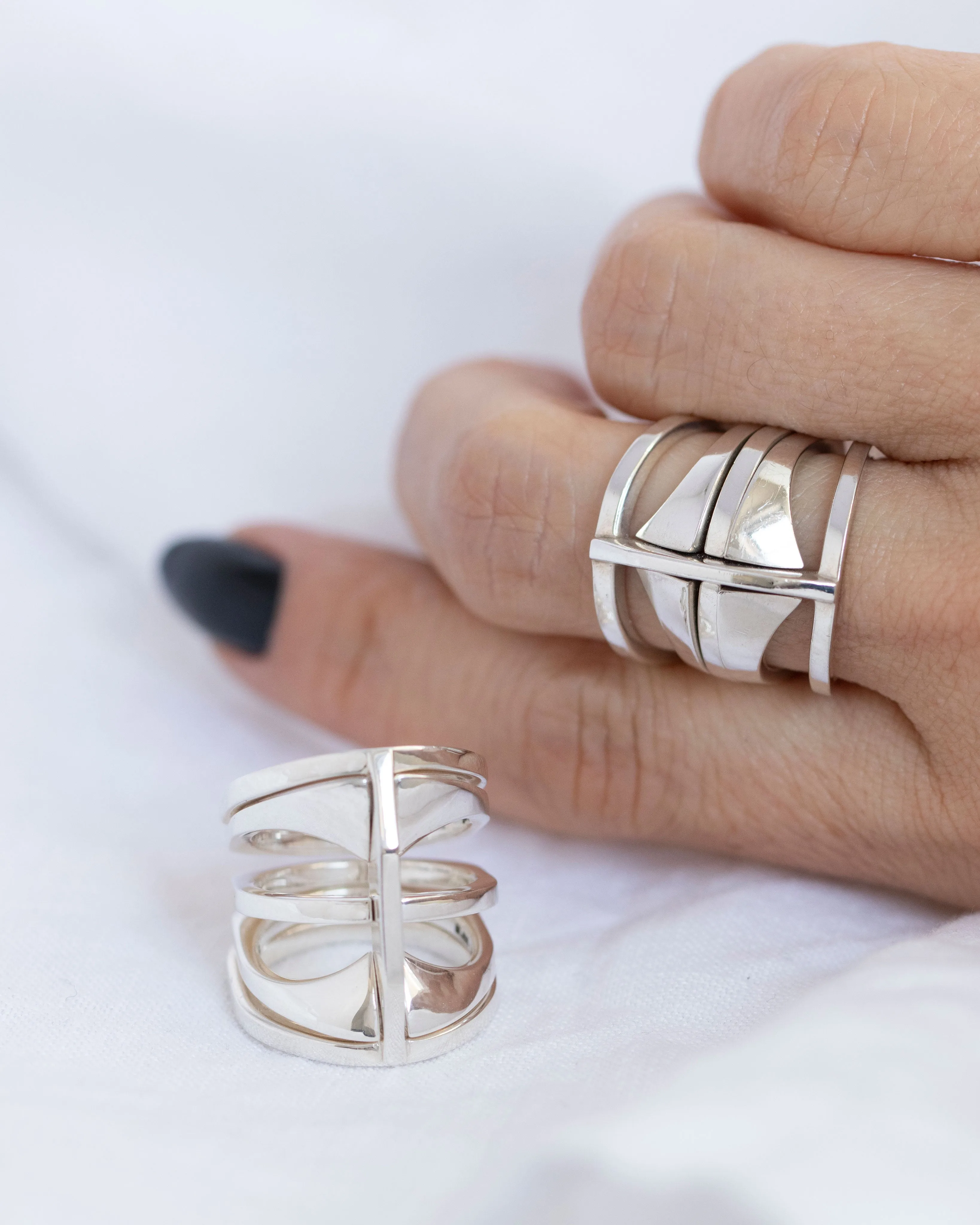 Kaleidoscope Ring Set Sterling Silver 25MM