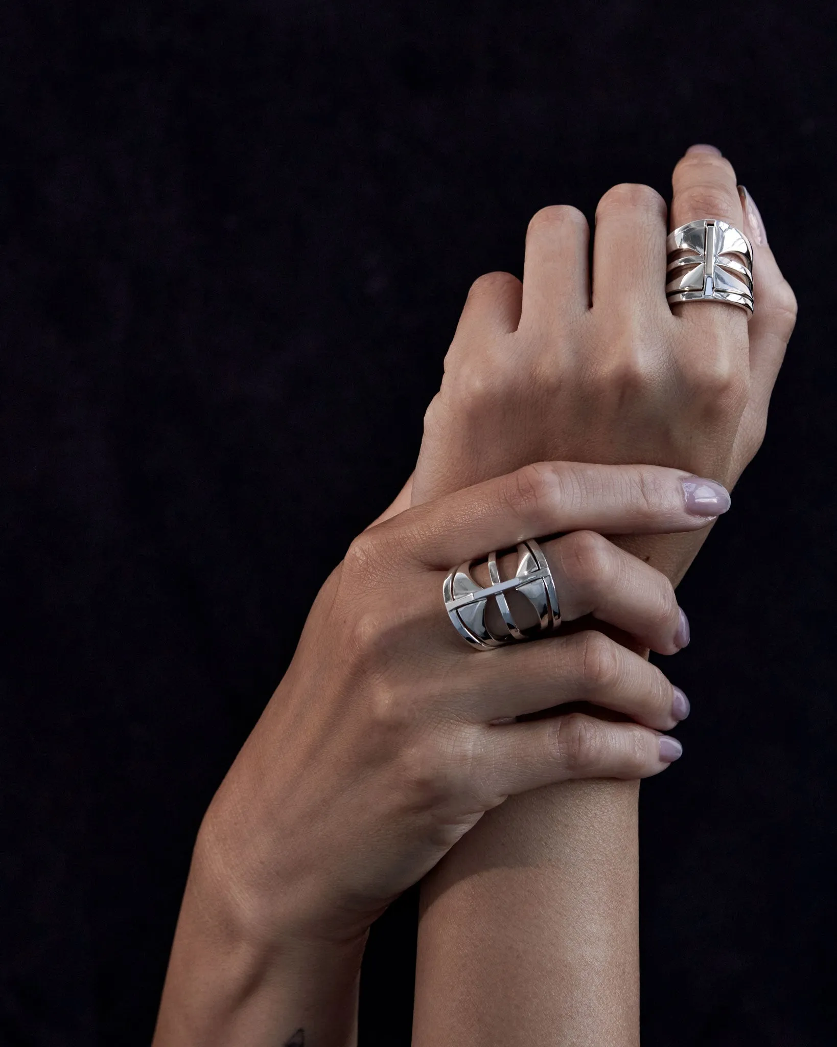 Kaleidoscope Ring Set Sterling Silver 25MM
