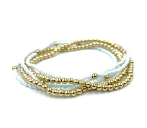 Karma 14K Gold Filled and White 5 Stack Bracelet